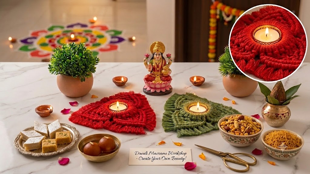 Festive macramé Tealight workshop in Pune for Diwali